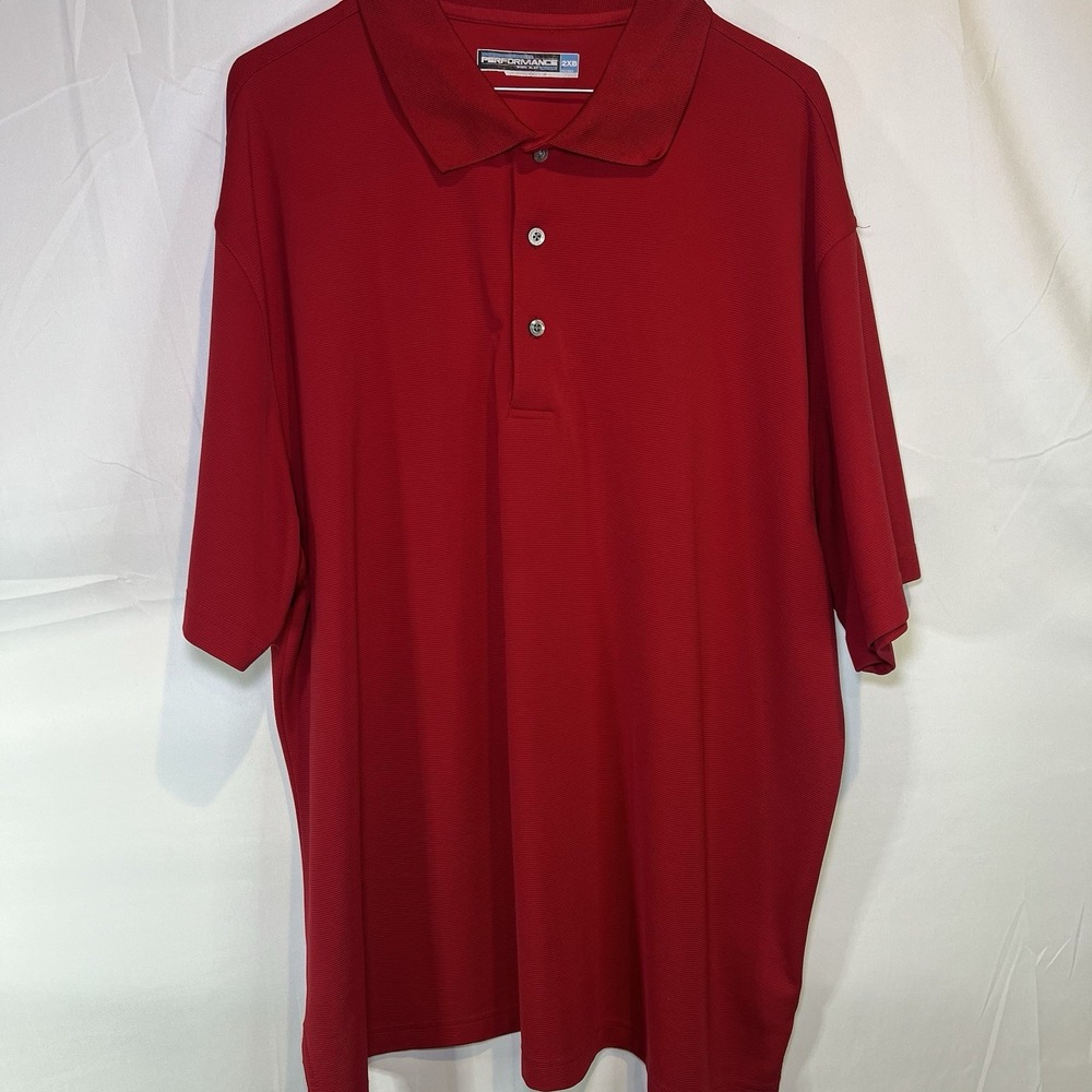 Roundtree & Yorke Shirt Mens 2XB Big Performance Polo Work Play Stretch Golf Red